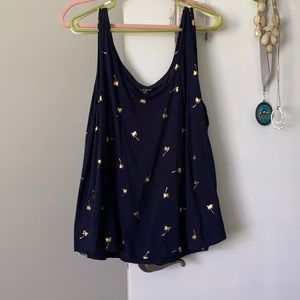 Navy and gold palm trees